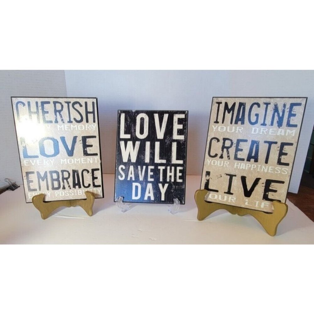 Set of 3 Wood Sign Decor with Sayings for Life Wood Plaque Hanging Wall Art
